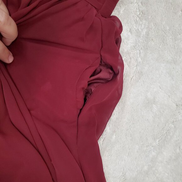 NWT Azazie Rainer Cabernet Red Chiffon Sleeveless Formal Occassion Maxi Dress 10 - Picture 3 of 8